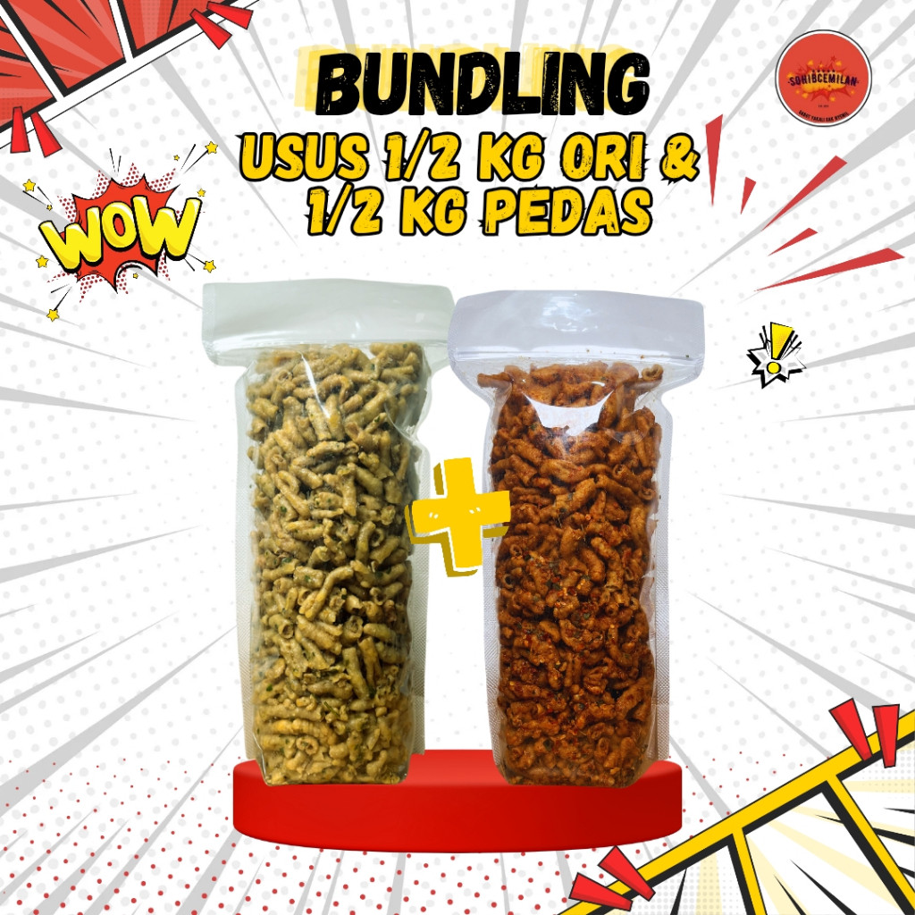 

Biteful Shop PROMO!!! PAKET USUS AYAM CRISPY ORIGINAL 500GR DAN USUS AYAM CRISPY PEDAS DAUN JERUK 500GR