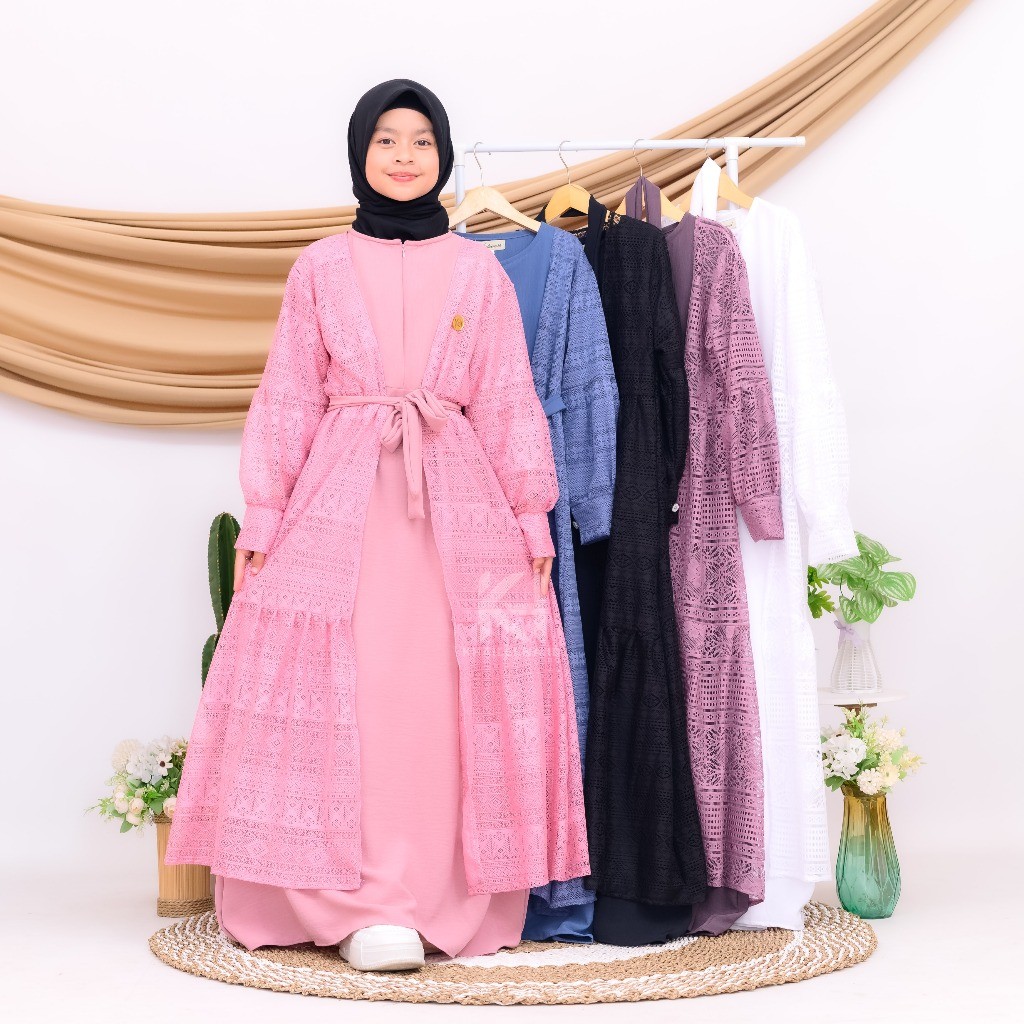 Gamis Brokat AlIyya gamis muslim anak remaja outer bisa di lepas Free Bros lebaran 2025 2026