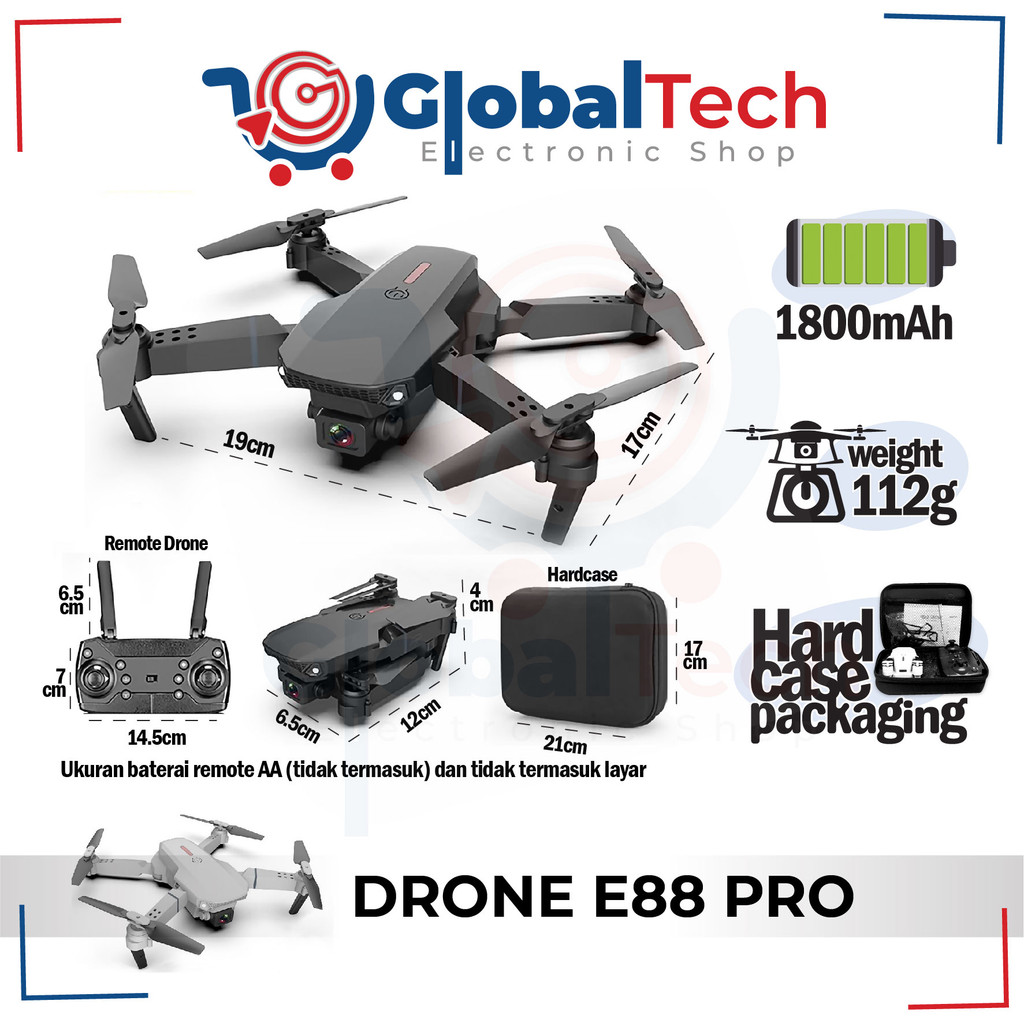 Drone E88pro 4K Ultra HD Foldable Drone Lipat Single Camera