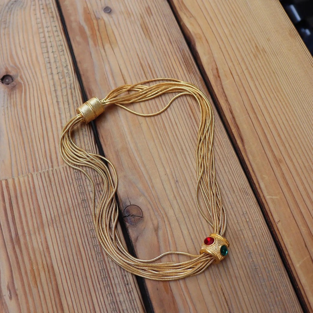 Rotatable Pandora Blue Gemstone Vintage Necklace Multilayer Original European and American Vintage L