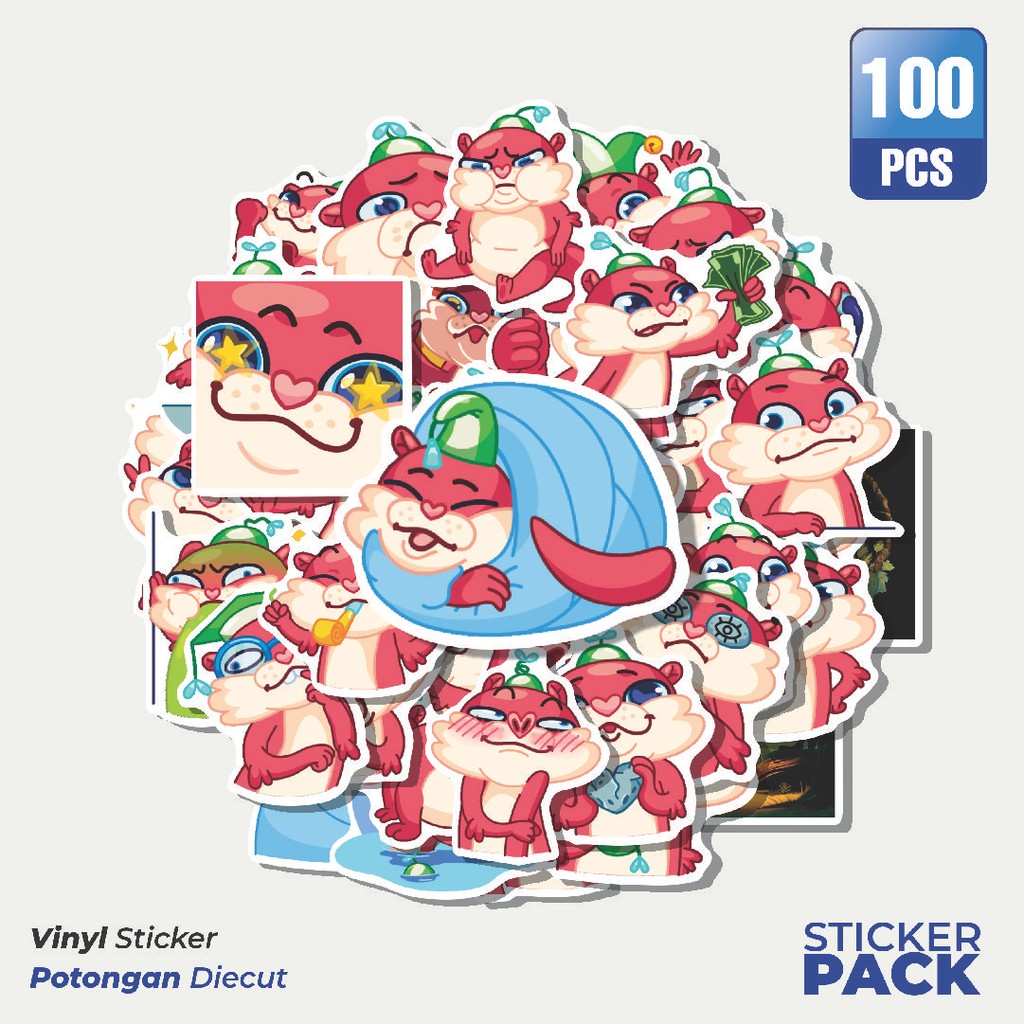 

100 PCS STIKER Stiker Animal Cute Otti Waterproof Aesthetic- Untuk Laptop, Motor, dan Helm - Paper Stationery Pack