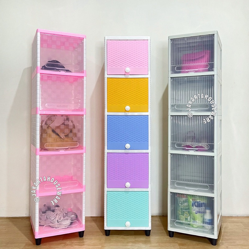 [Cod] Lemari Cabinet Plastik Serbaguna Lemari Tas Lemari Baju Lemari Sepatu Club Flip Susun 5 Single