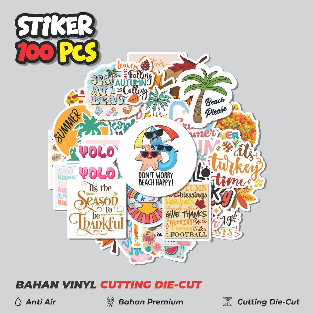 

Terbaru! 50 pcs Stiker Summer Auntum Series Dekorasi Lucu Kreatif untuk Notebook, Skateboard, HP