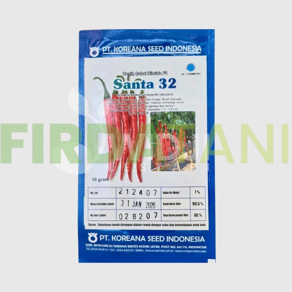 Santa 32 F1 Benih Cabe Hibrida 10gr Asli Koreana Seed