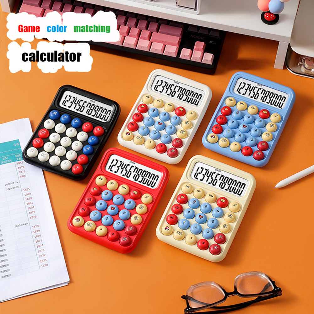 

Creative Cartoon Game Color Calculator Cute 12 Buttons Portable Mechanical Buttons Accounting Office Student Special Calculator