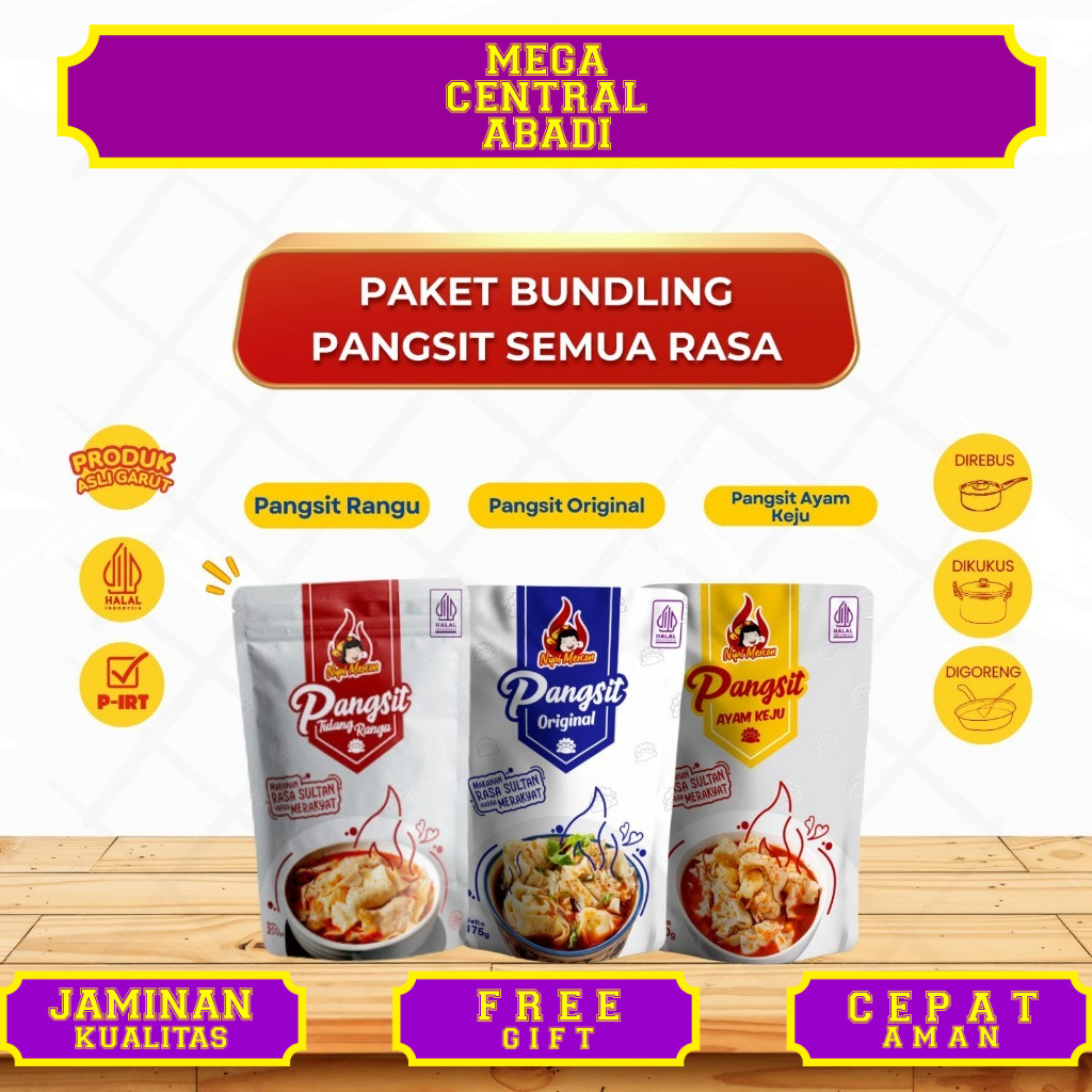 

Nyai Mercon - Paket 3 rasa pangsit (Pangsit Rangu, Pangsit Keju, Pangsit Ori) Nyai Mercon Makanan instan