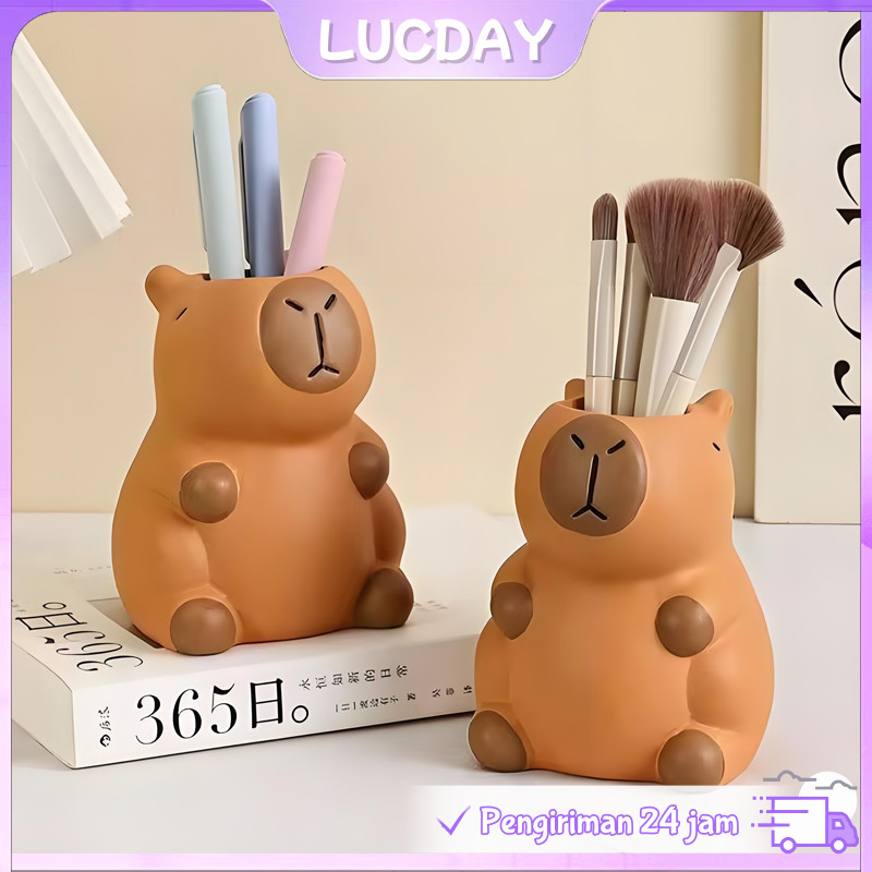 【Ready】Tempat Pensi Capybara Lucu Penyimpanan Kuas Makeup Serbaguna Organizer Pena Holder Alat Tulis