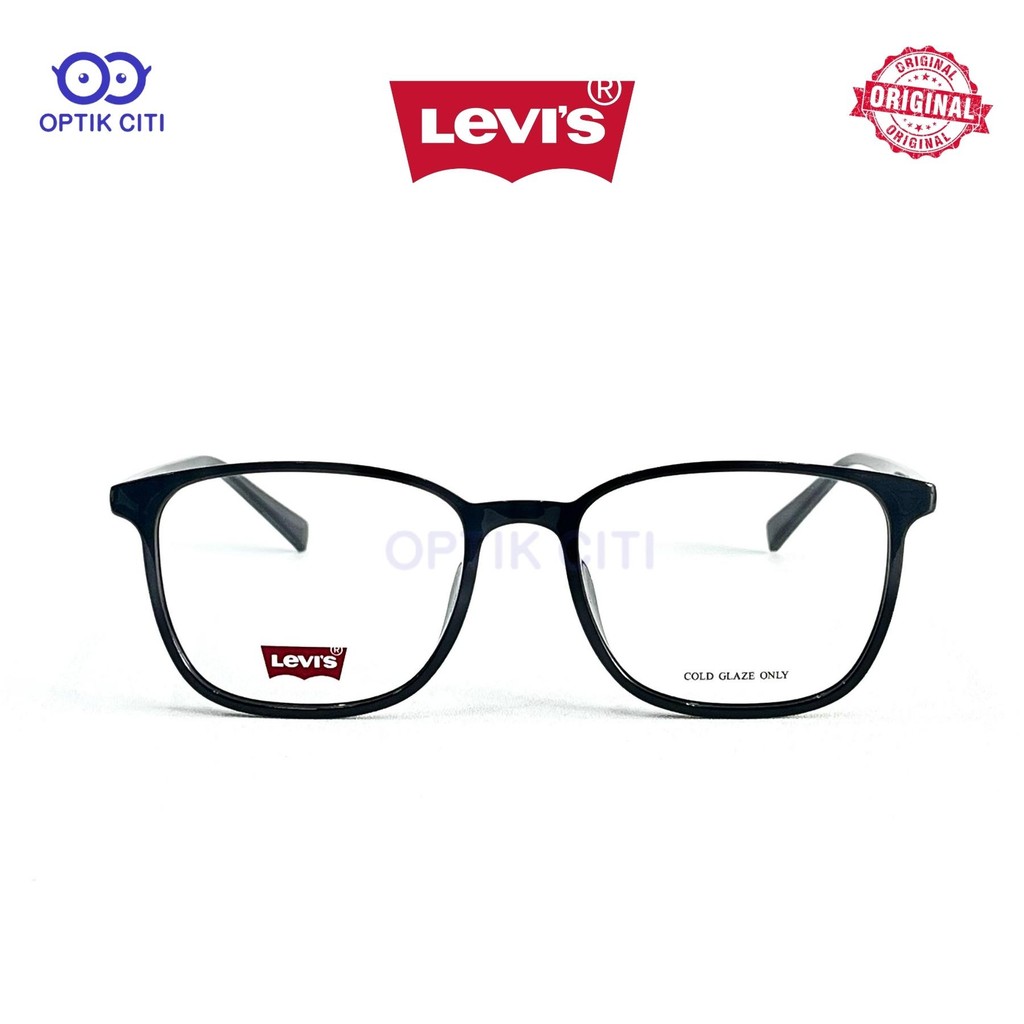 Frame Kacamata Kotak Pria Wanita Original Levis 7028 - 807 Hitam Glossy