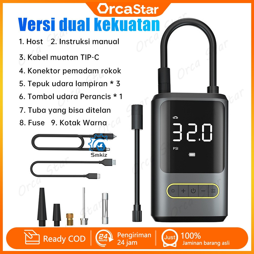 【Ready COD】Car Air Pump Tire Inflator Portable Pompa Ban Mobil Dan Motor Mini Pompa Angin Elektrik/P