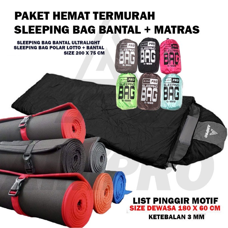 Paket sleeping bag bantal + matras 60x180 - sleeping bag matras - paket matras dan sleeping bag - sl