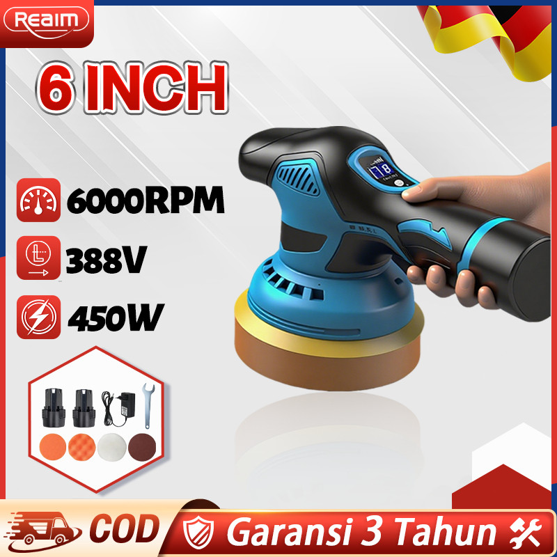 SPEEDPARTS REAIM Mesin Poles Body Mobil Cordless Mini Mesin Poles Polisher Machine Cordless Mesin Po