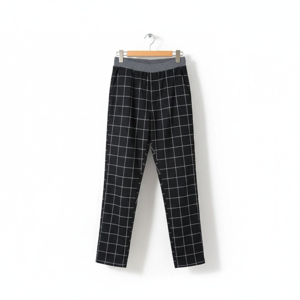 Celana Panjang Tartan Korea Style – Celana Pria Casual Slim Ankle Pants