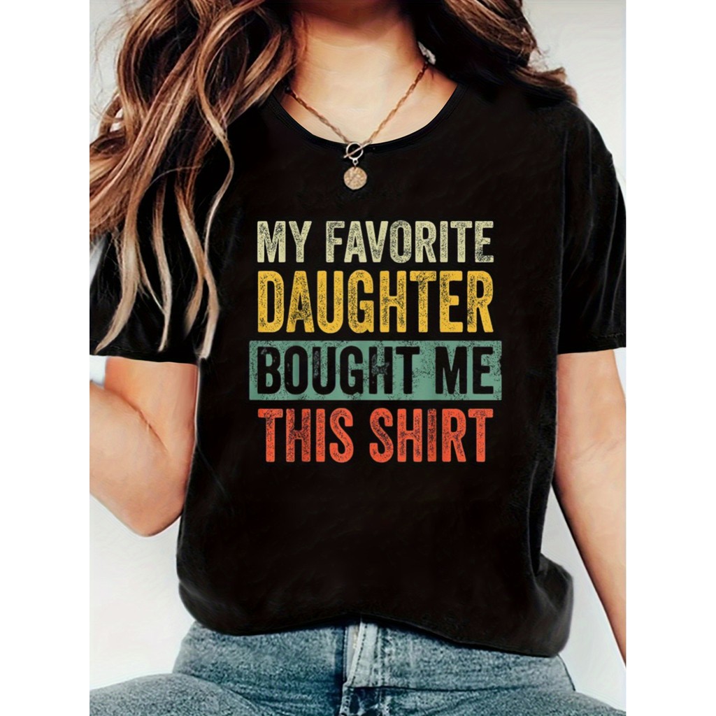 Kaus Wanita Motif Bunga, Atasan Leher Crew Lengan Pendek, Baju Wanita Favorit Saya, Baju Ini, Baju W