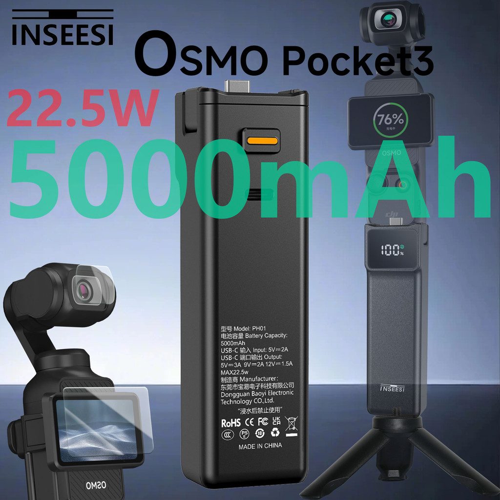 For DJI Osmo Pocket 3 Battery Handle Osmo Pocket 3 Battery 5000mAh 22.5W