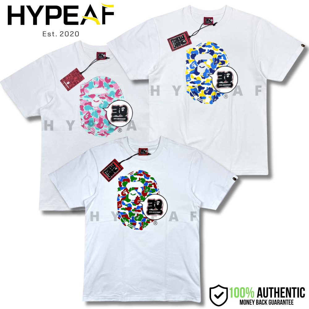 BAPE Store Bape 30th Anniversary Ape Head Tshirt Tee Authentic / Baju Kaos BAPE Original