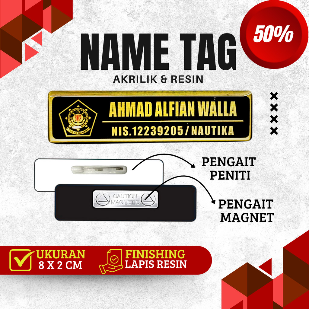 Nama Dada Plus Pin Korpri Nama Dada Kuningan Pin Korpri