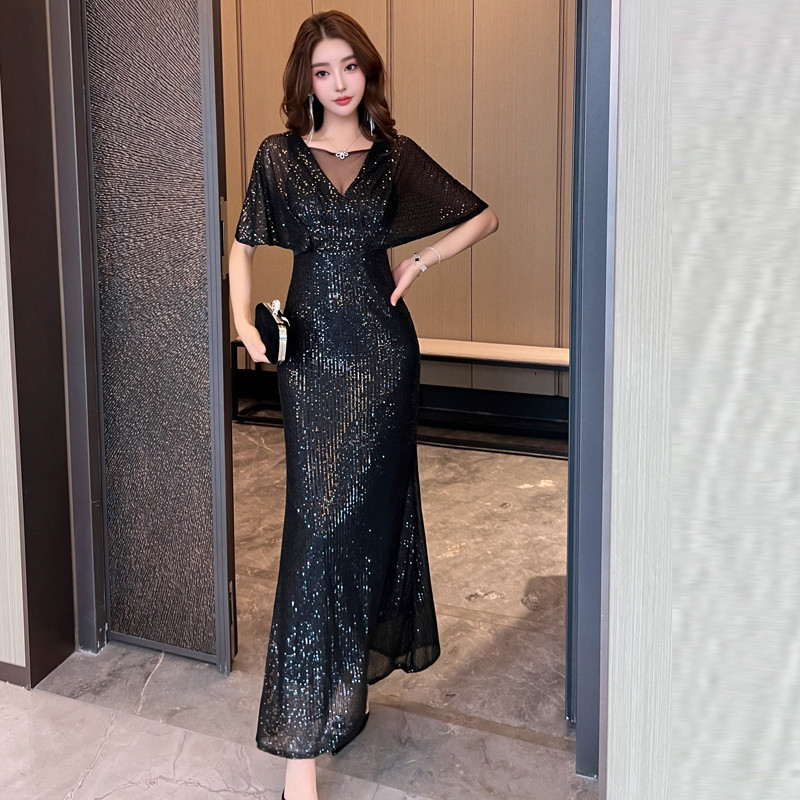 New high-end tassel bright fishtail banquet elegant temperament noble party dress women