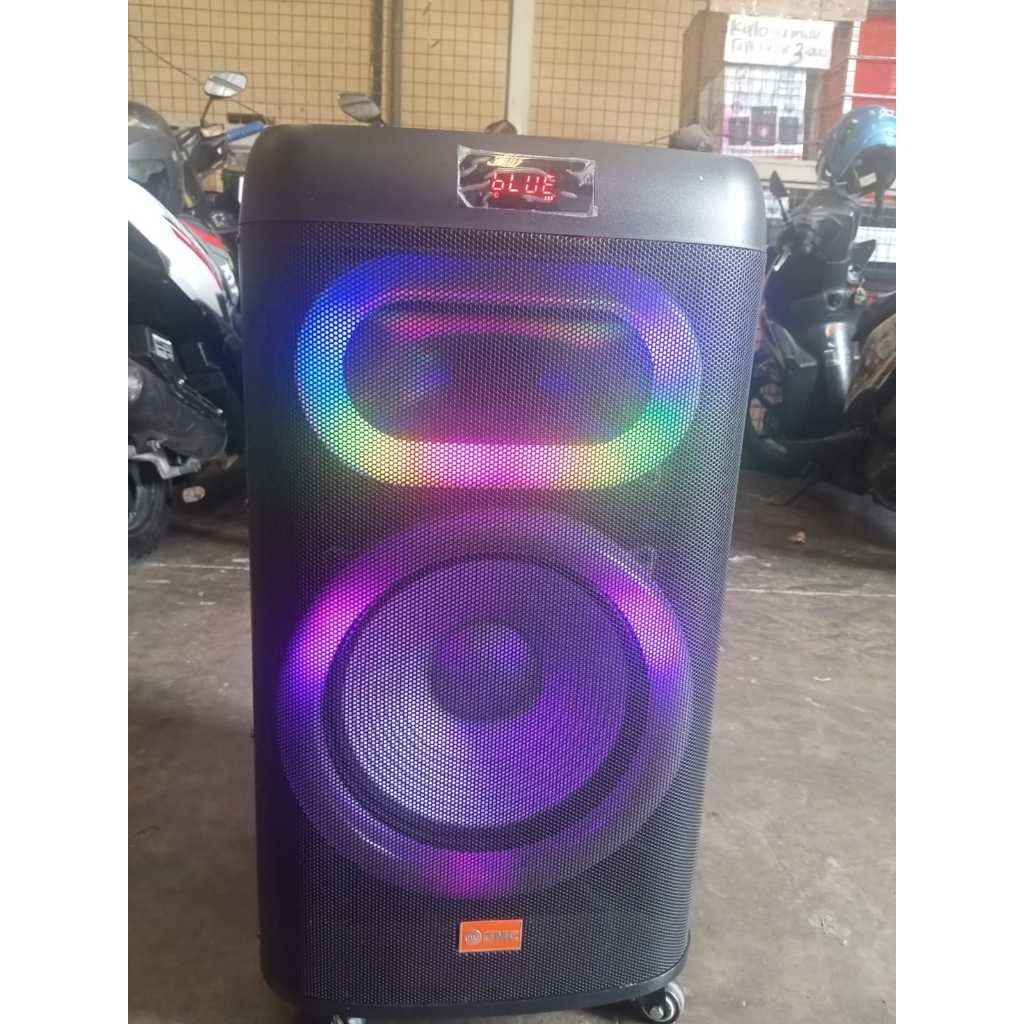 NEW SPEAKER GMC TROLLEY 898H PORTABLE USB BLUETOOTH BONUS 2MIC WARELESS SUPER BASS