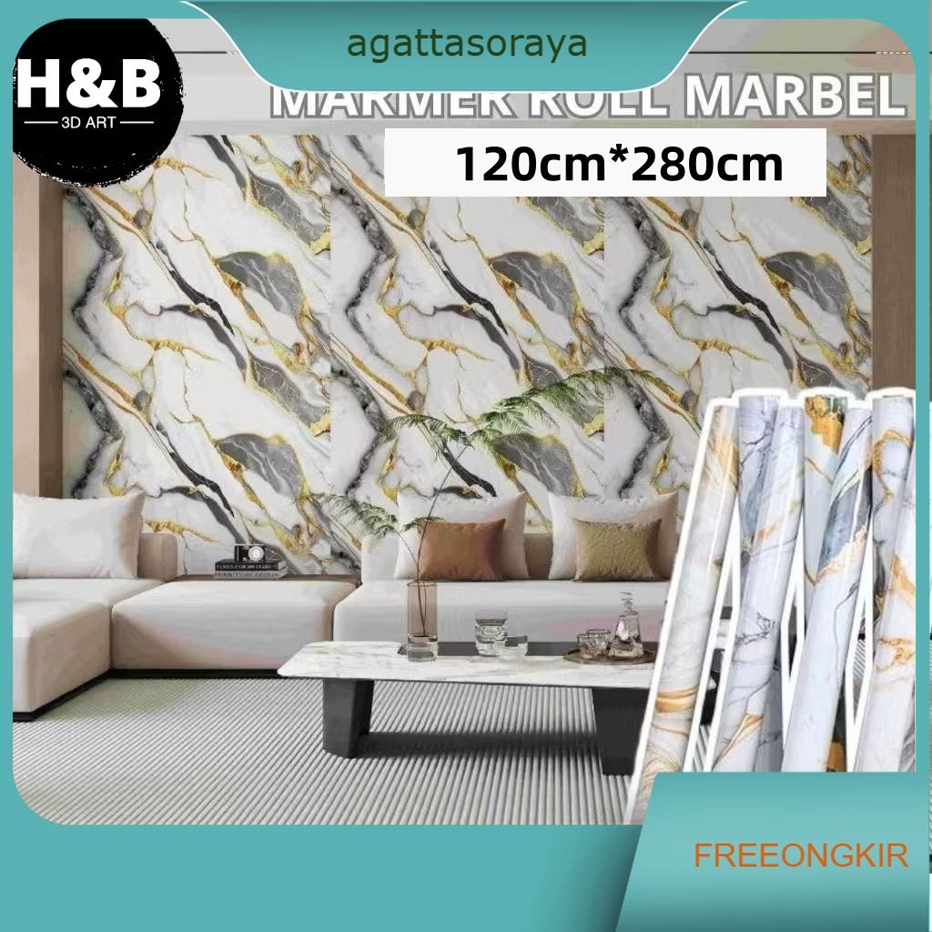 Stiker Dinding Motif Marmer Vinyl Marbel Sticker Wallpaper Marmer Stiker 120Cm X 280Cm