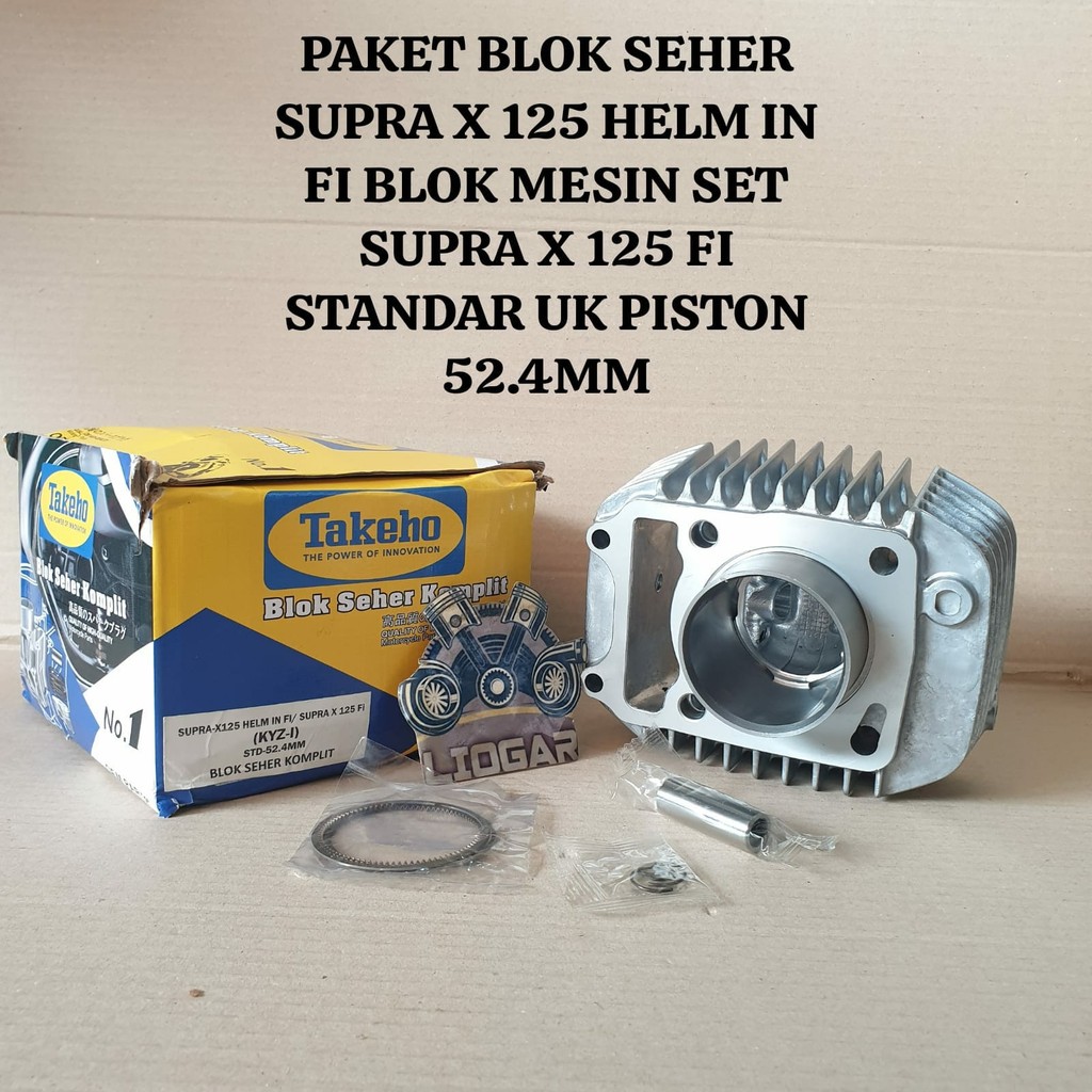PAKET BLOK SEHER SUPRA X 125 HELM IN FI BLOK MESIN SET SUPRA X 125 FI STANDAR UK PISTON 52.4MM