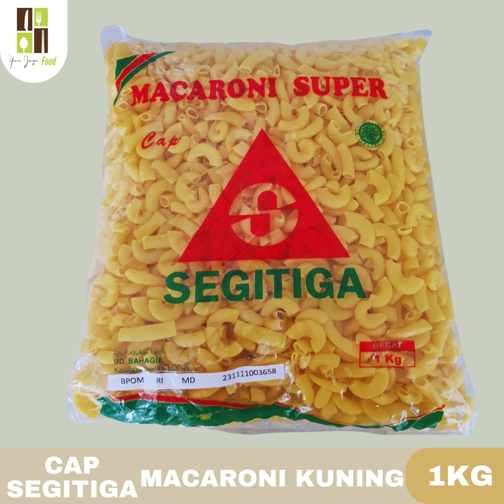 Cap Segitiga Macaroni Kuning 1KG / Makaroni Super / Makaroni Pipa / Marakoni Mentah / Macaroni Banta