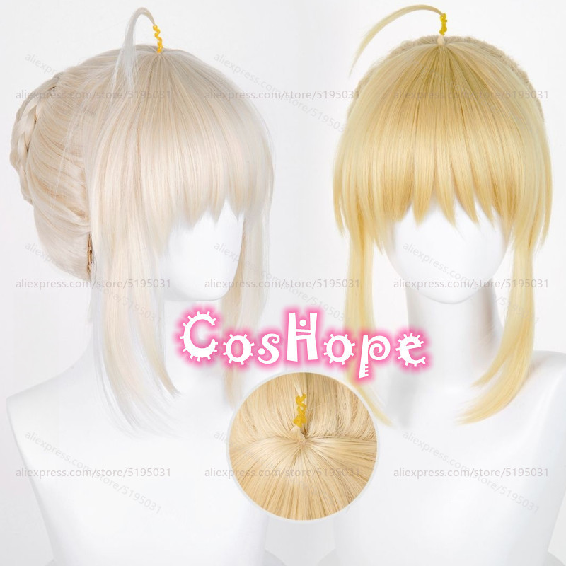 Saber Altria Pendragon Cosplay Wig 30cm Milk Golden Wig Cosplay Anime Cosplay Wigs Heat Resistant Sy