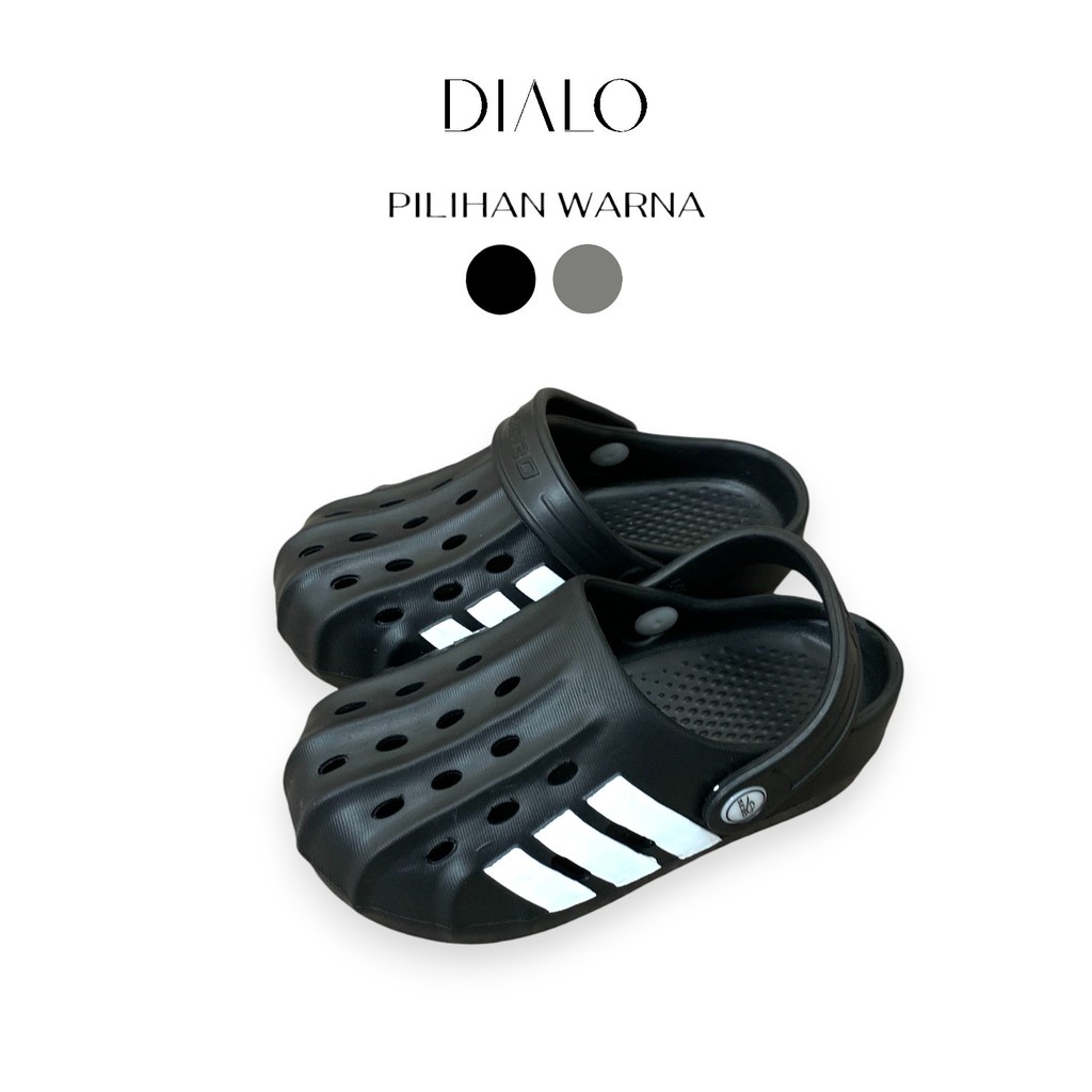 DIALO Sandal Baim Anak Cowok Sendal Sepatu EVA Sporty Stripes Tali Belakang Crop Anti Licin Size 24-