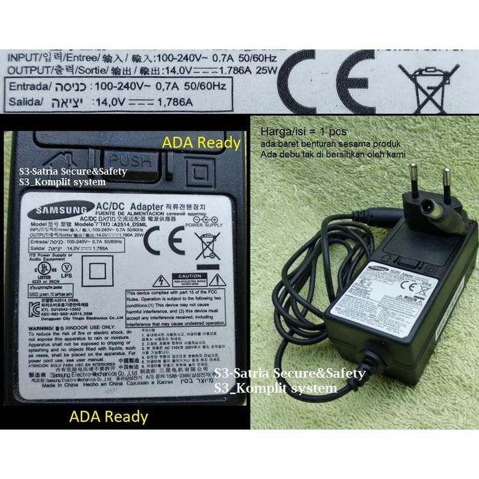 Adaptor 14V 1.786A Adapter 14.0V 1.786 A 1,786A 14 V 25W 25 w electronic Parts Komponen Elektronik a