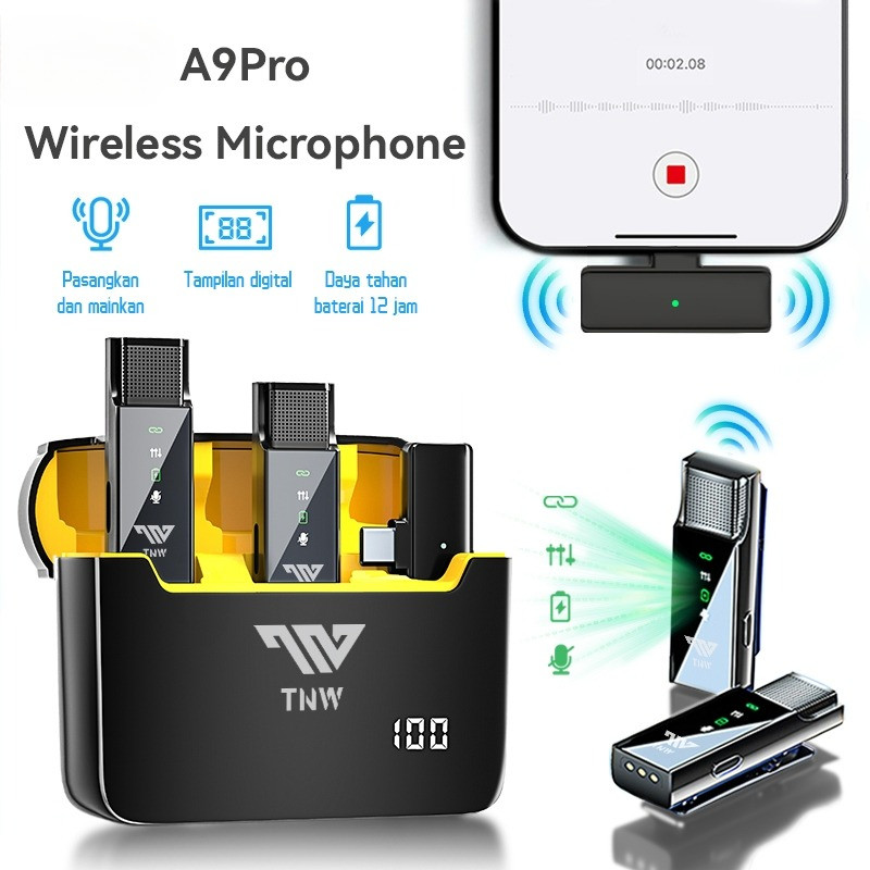 Zahwagallery-01 A9Pro/A8Pro Microphone Wireless Mic Wireless clip on Microphone youtuber suara jerni