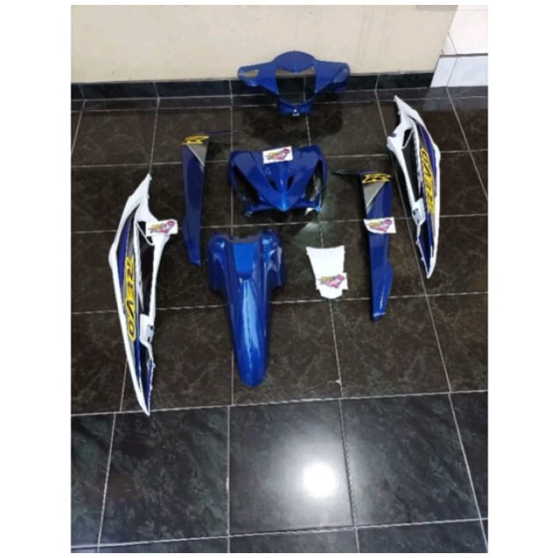 cover body halus fullset honda revo lama bodi halus full set sett stiker striping warna biru putih