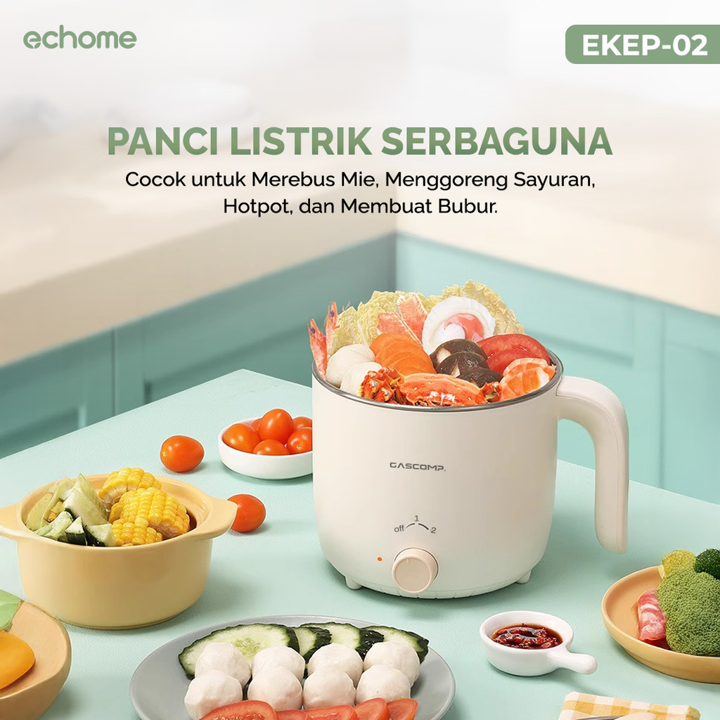 echome Panci Listrik Serbaguna EKEP-02 | Cocok Anak Kos, MPASI Traveling, Dapur Kecil, Low Watt 600W