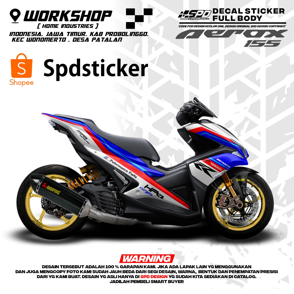 decal stiker  yamha aerox 155 motif bmw full body