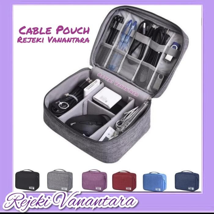 safitri_nik21 | TRAVEL POUCH ORGANIZER CABLE GADGET BAG TAS KABEL CHARGER USB - NAVY