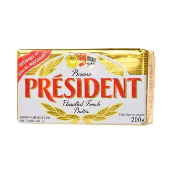 PRESIDENT AMBASSADOR BUTTER UNSALTED 200 GR