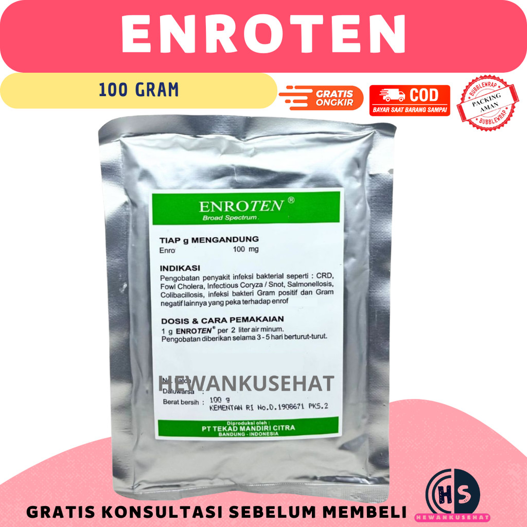 ENROTEN 100 gram - Obat Pernafasan Hewan