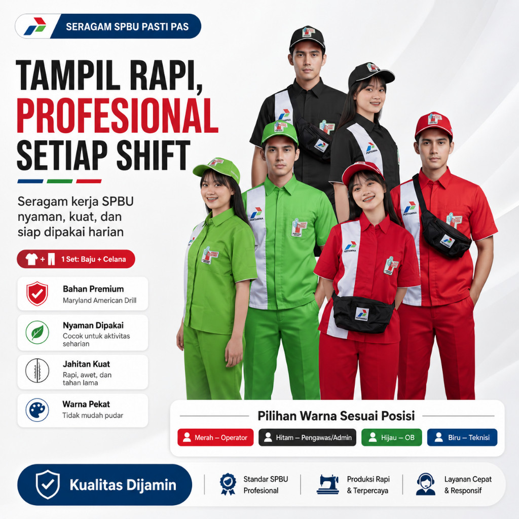 Baju Operator SPBU Pasti Pas ,Pengawas ,Teknisi ,Office Boy Lengan Pendek