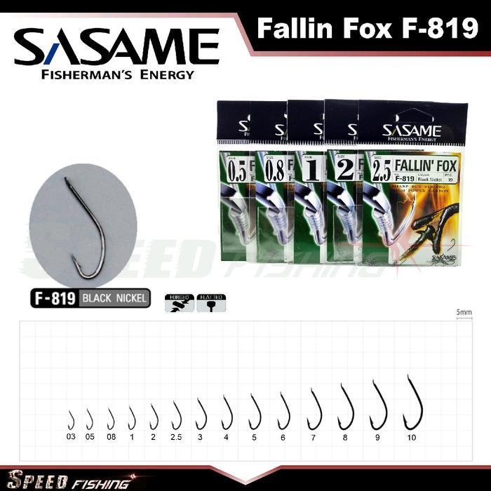 Metta Fishing | Hooks SASAME Fallin Fox F-819 Tanpa Lubang Mata Kail Kuat - 0.3