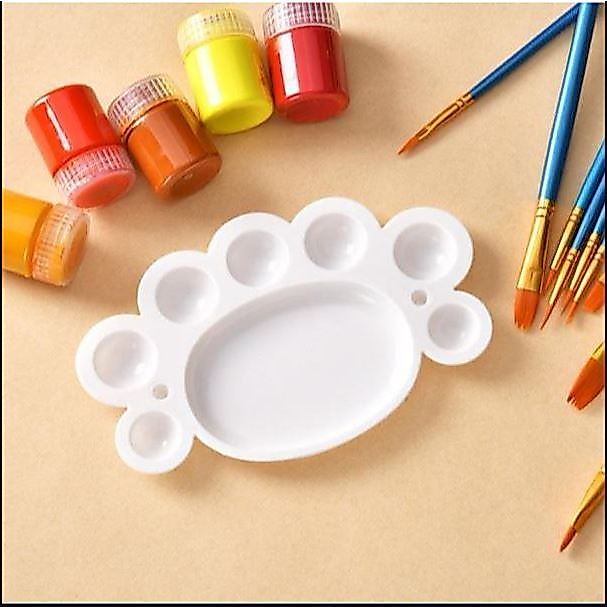 (ncs) Palet Lukis Kepiting Oval Cat Air Wadah piring palette plastik untuk melukis cet akrilik anak 