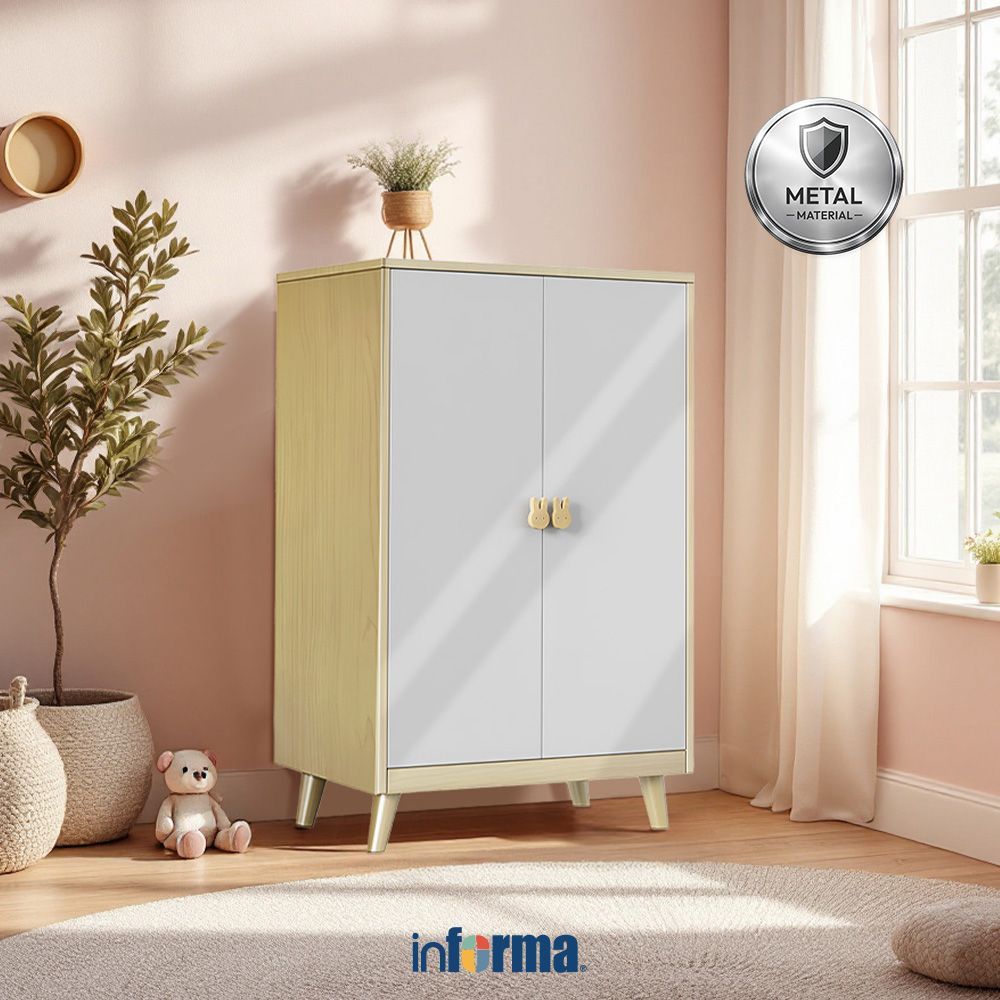 Informa Perry Kabinet Metal Anak 2 Pintu - Abu-Abu Muda Lemari Simpan Kabinet Serbaguna Rak Penyimpa