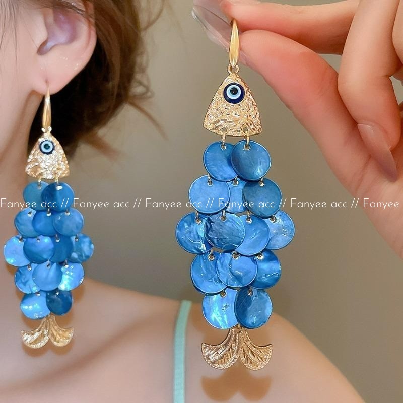 [Fanyee] Anting garis melengkung perak polos simpel kekinian QC119