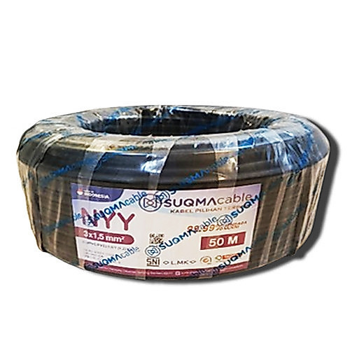 SUQMA CABLE - NYY 3 X 1,5mm - 50 Meter - Kabel Listrik Tembaga Kawat - SNI - LMK