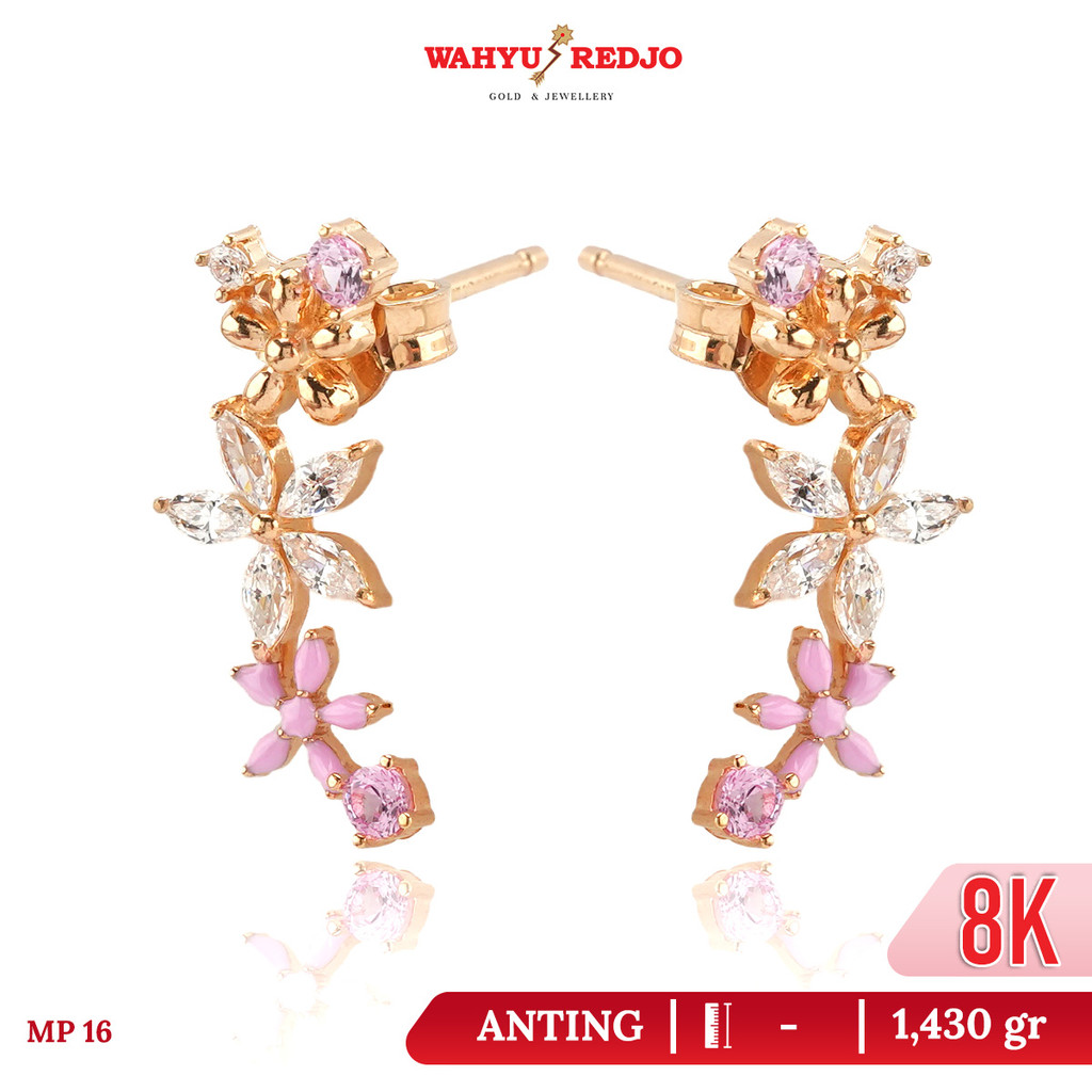 Anting-Anting Emas 8K Tusuk Kembang Triple 2 Warna Wahyu Redjo Pameran