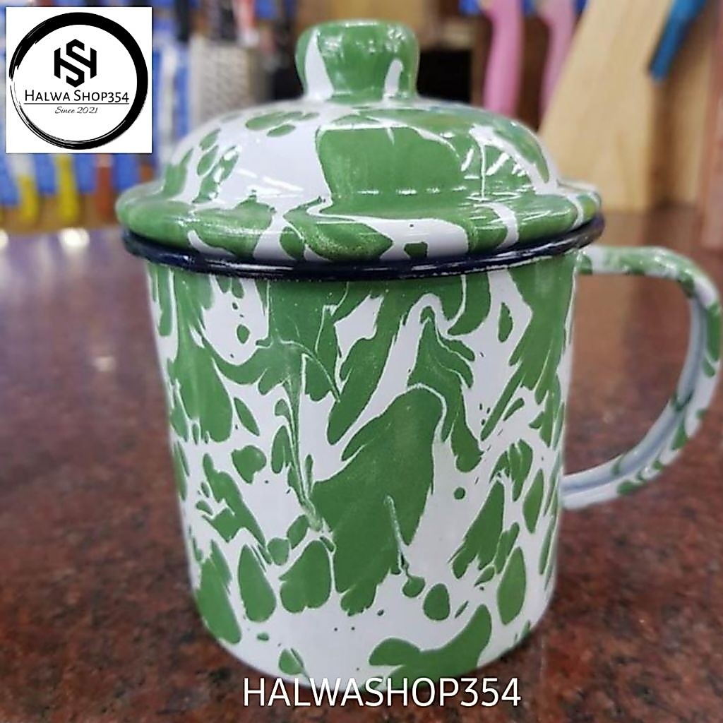 MUG BLIRIK JUMBO | CANGKIR MUG GELAS BLIRIK JADUL TEBAL | MUG ENAMEL BLIRIK PLUS TUTUP JUMBO diamete
