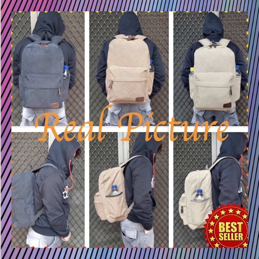 WYK10 Tas Ransel Kanvas Backpack Canvas Polos Tas Laptop  TKM