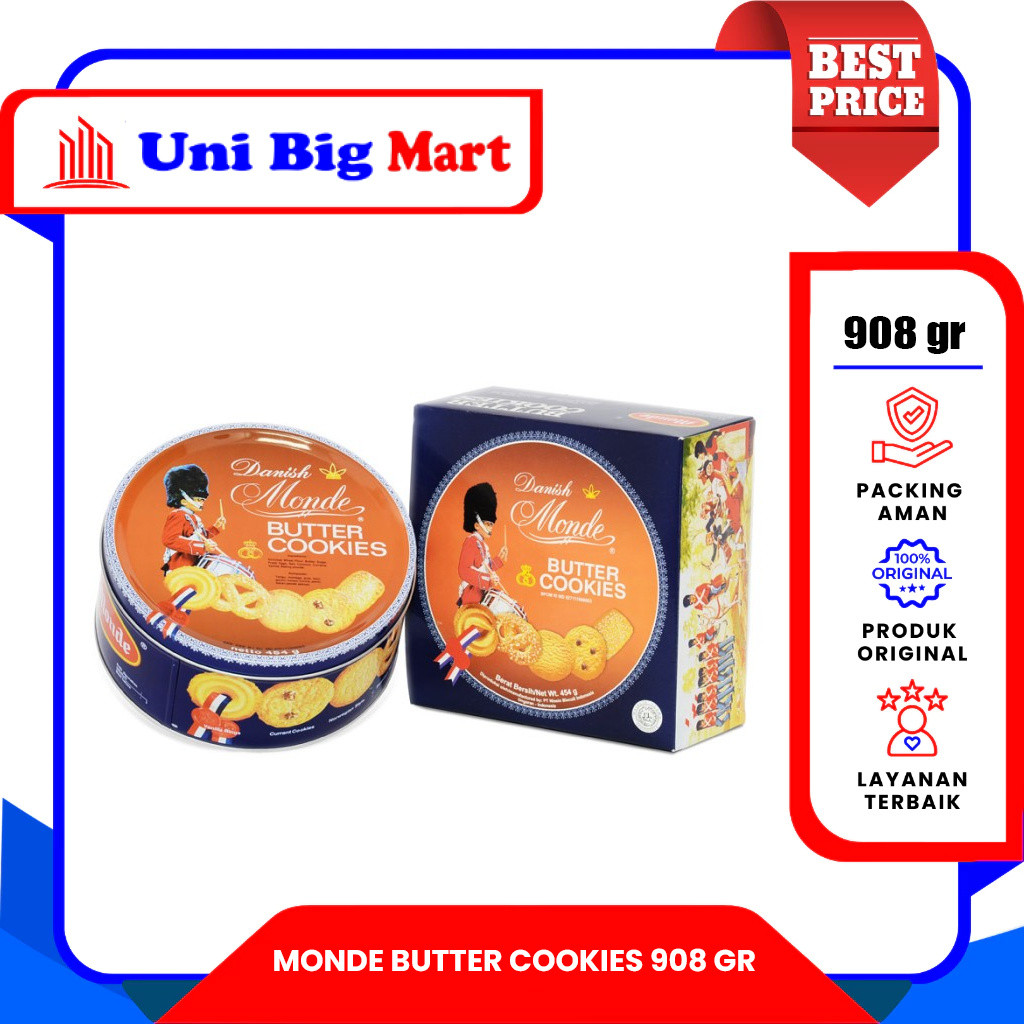 DANISH MONDE BUTTER COOKIES KALENG - 908 gr