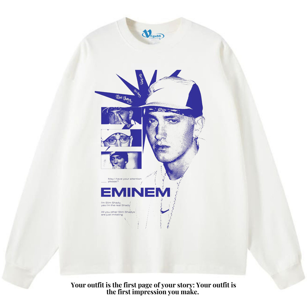 VEGA88 *Eminem* Kaos oversize longsleeve | t-shirt oversized | white t-shirt | vintage tee