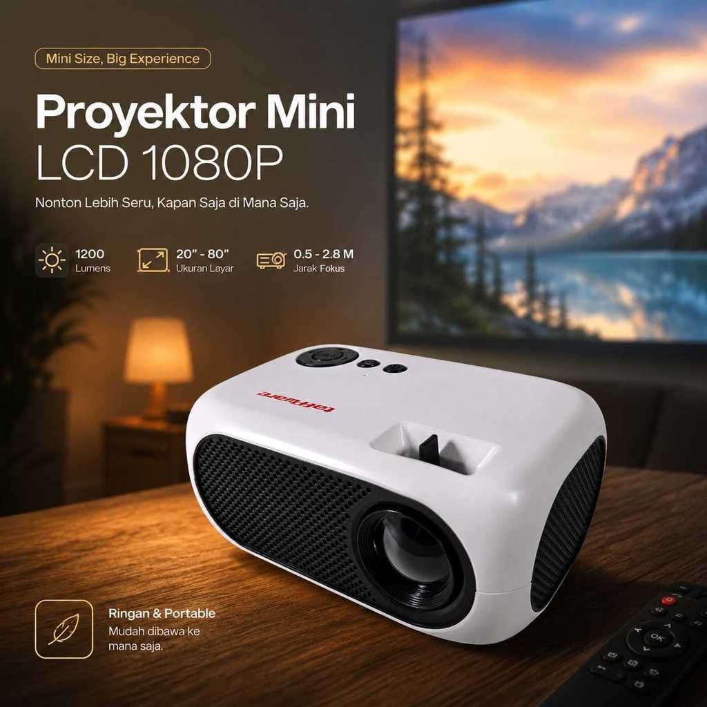 Proyektor Mini LCD Full HD 1080P 1200 Lumens Home Theater - M24