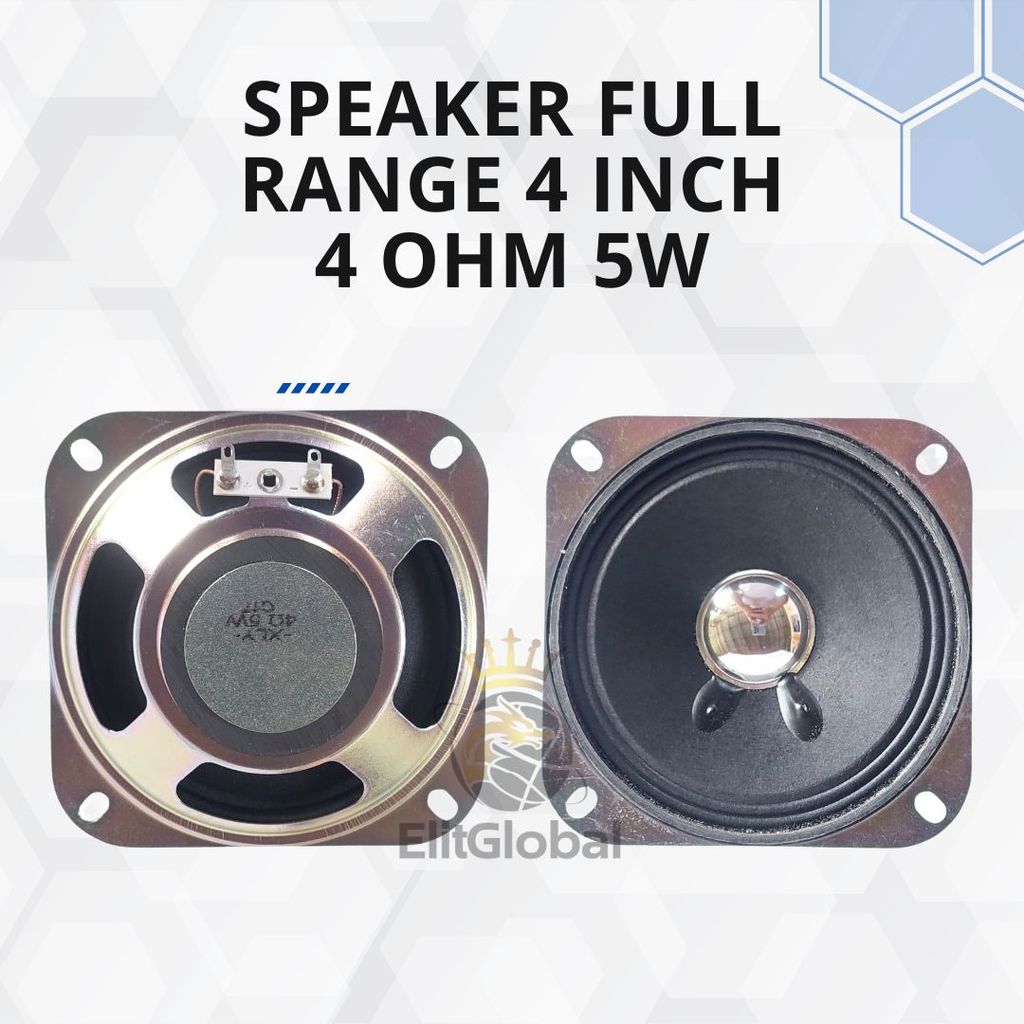 Full Range Speaker 4 Inch Square Paper Cone 4 Ohm 5 Watt Magnet 45 mm Low Power