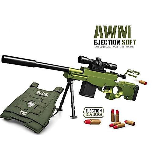 DF9K NEW AWM Mainan Anak SOLDIER EJECTION AWM 2023 Mainan Tembakan Set Anak Tactical Soft Bullet Out