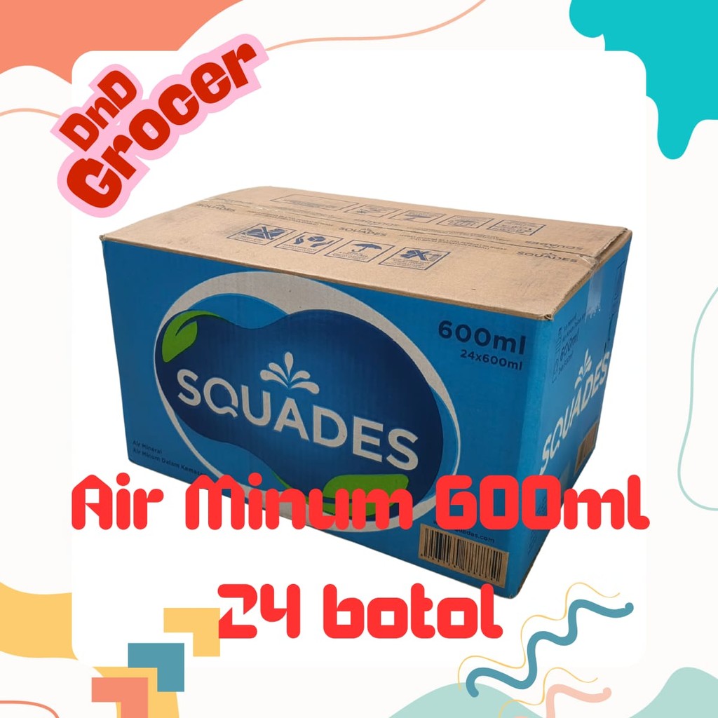 Air Minum Mineral SQUADES botol 600ml -  Karton
